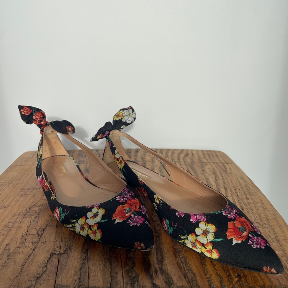 Aquazzura Black Floral Women's Flats